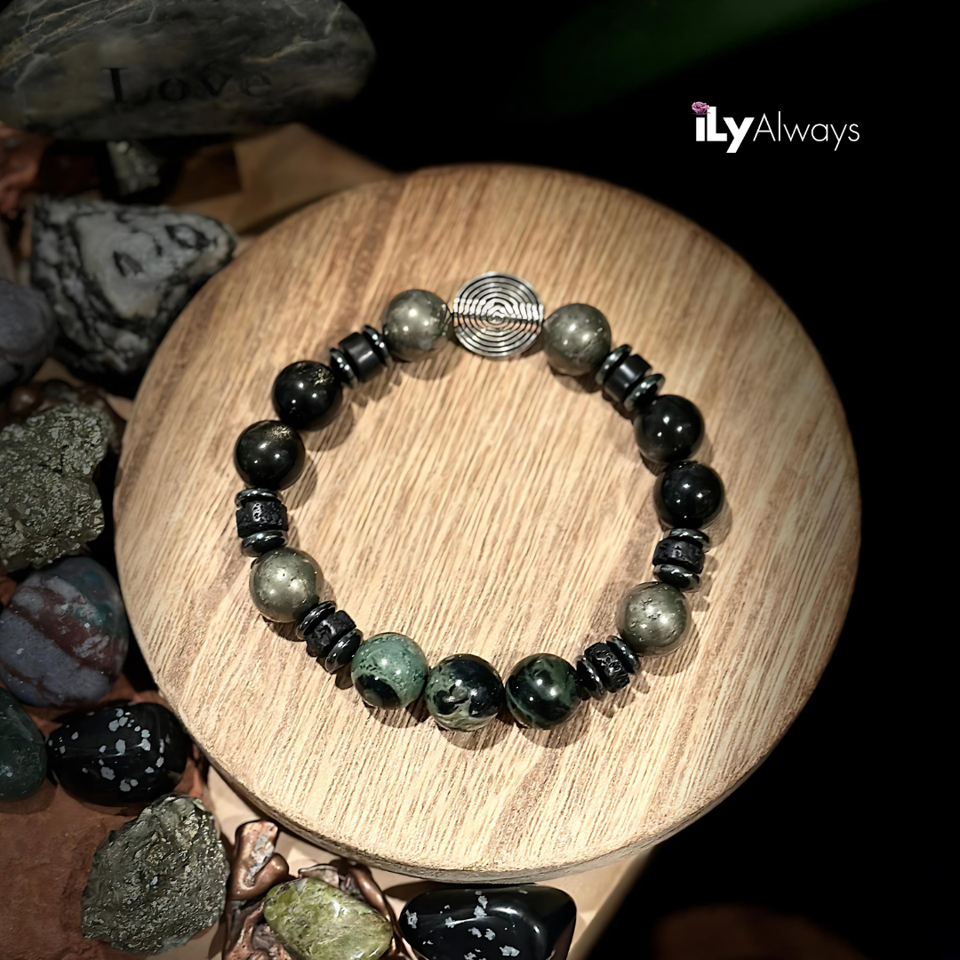 Resilience, Prosperity & Inner-Strength Mixed Gemstone Stretch Bracelet Original - 12mm