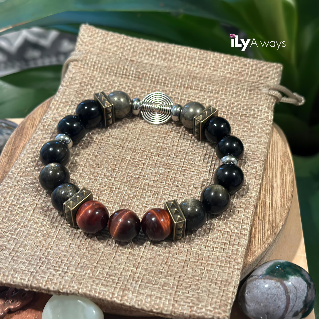 Courage, Confidence & Determination Mixed Gemstone Stretch Bracelet Original - 12mm