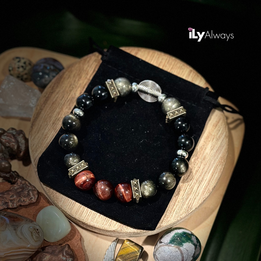 Courage, Confidence & Determination Mixed Gemstone Stretch Bracelet Original - 12mm