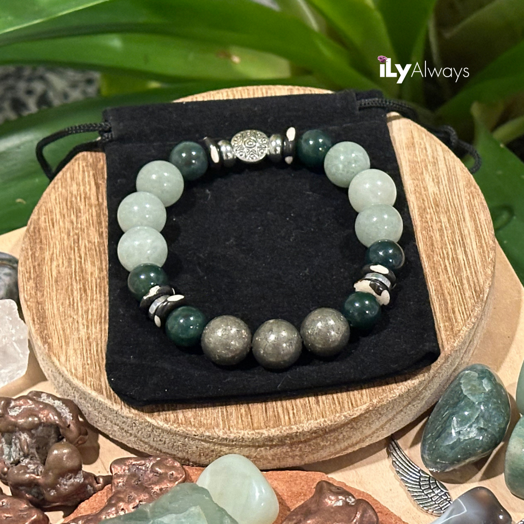 Courage, Resilience & Prosperity Mixed Gemstone Stretch Bracelet Original - 12mm