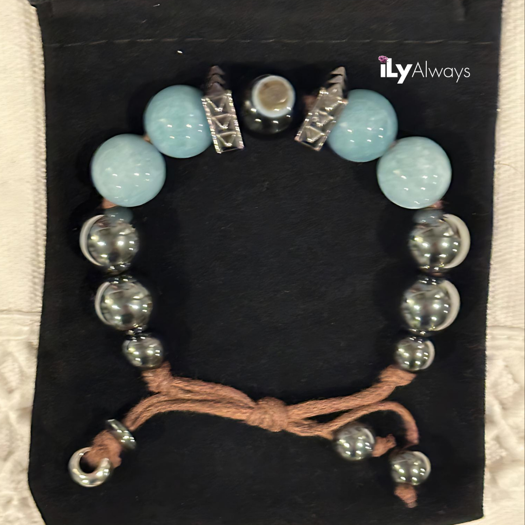 Clarity & Inner Peace Mixed Gemstone Adjustable Bracelet Original - 12mm