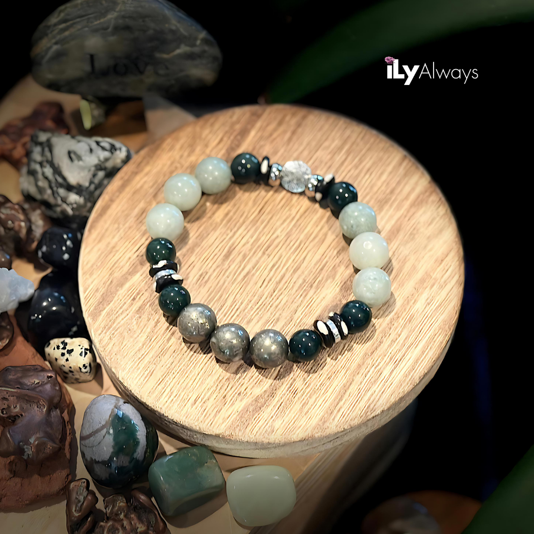 Courage, Resilience & Prosperity Mixed Gemstone Stretch Bracelet Original - 12mm