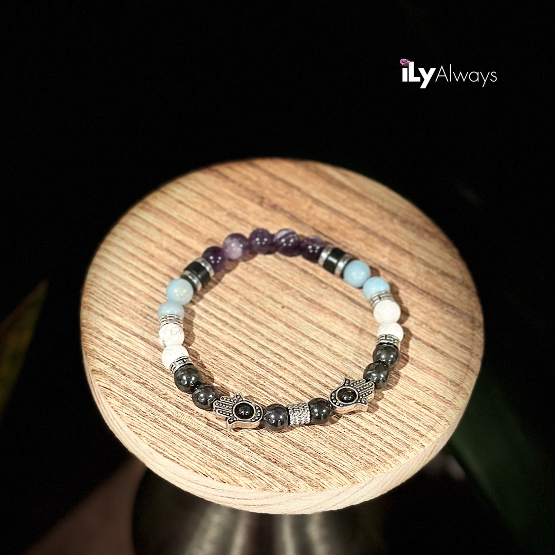 Confidence, Tranquility & Inner Harmony Mixed Gemstone Stretch Bracelet Original - 8mm