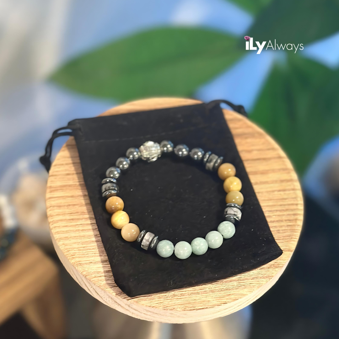 Protection, Fortune & Inner Strength Mixed Gemstone Stretch Bracelet Original - 8mm