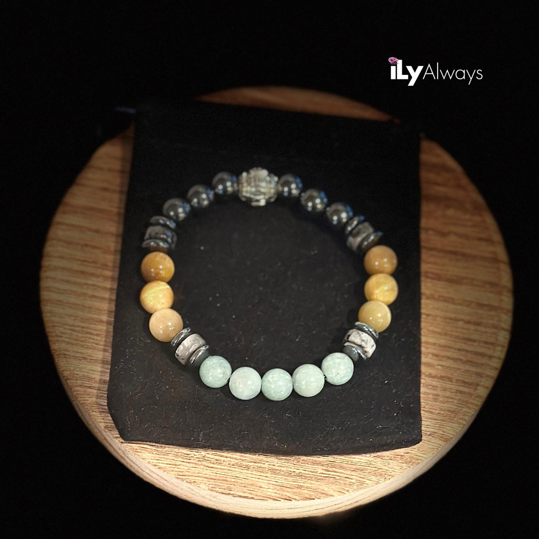 Protection, Fortune & Inner Strength Mixed Gemstone Stretch Bracelet Original - 8mm