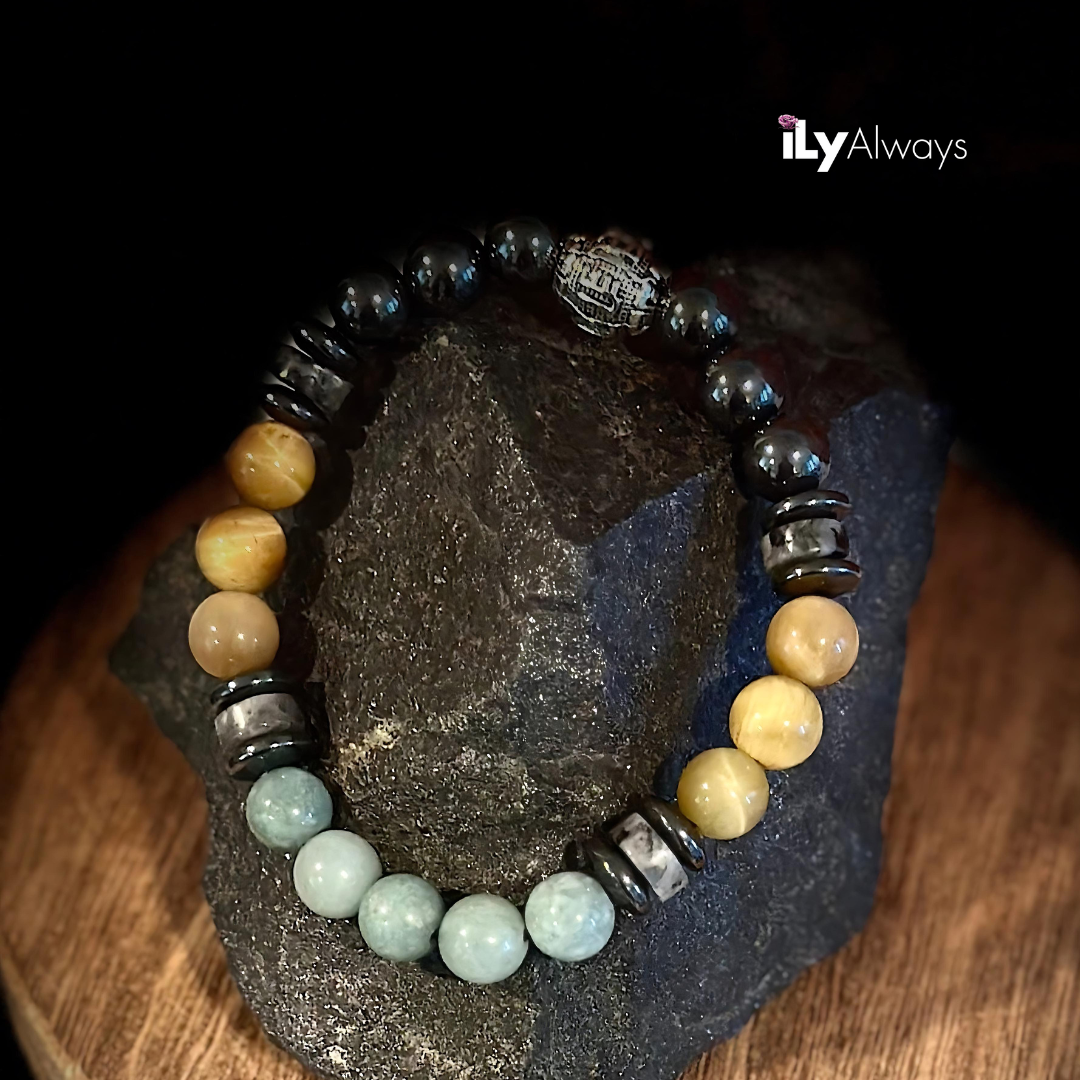 Protection, Fortune & Inner Strength Mixed Gemstone Stretch Bracelet Original - 8mm