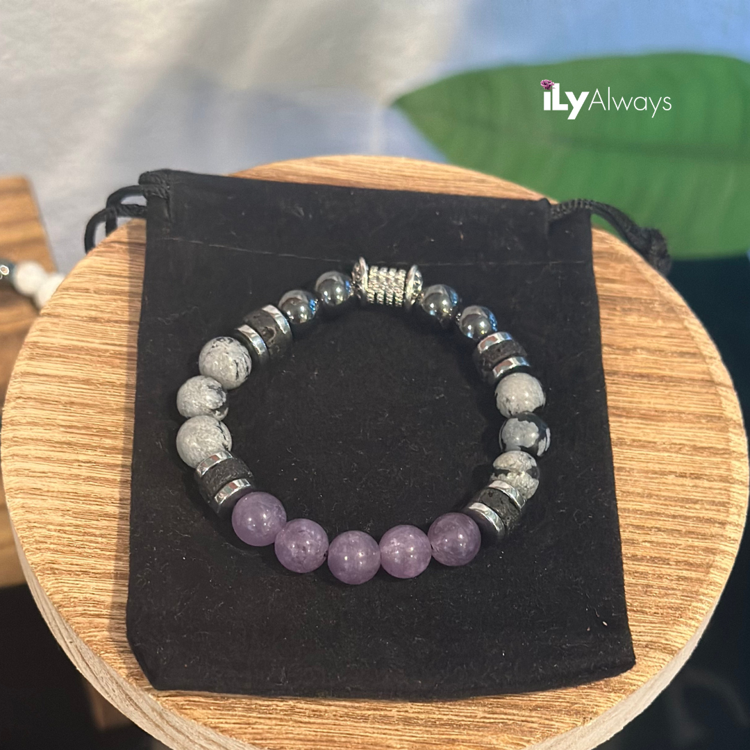 Tranquility, Spiritual Insight & Protection Mixed Gemstone Stretch Bracelet Original - 8mm