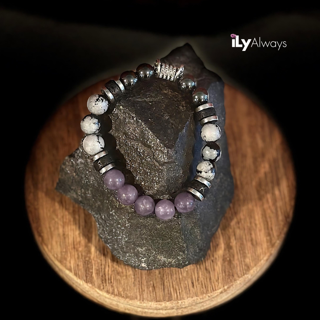 Tranquility, Spiritual Insight & Protection Mixed Gemstone Stretch Bracelet Original - 8mm