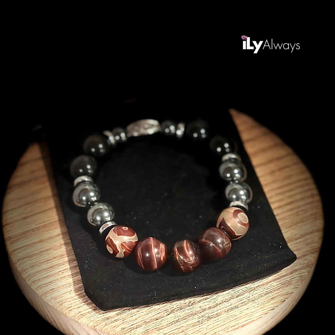 Peace of Mind, Focus & Protection Mixed Gemstone Stretch Bracelet Original - 12mm