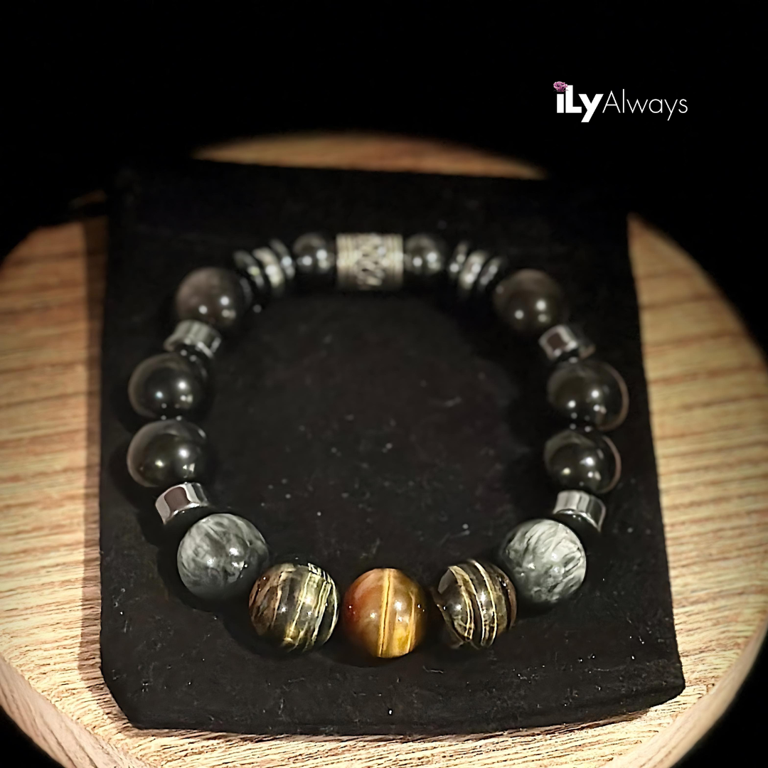 Confidence, Clarity & Strength Mixed Gemstone Stretch Bracelet Original - 12mm