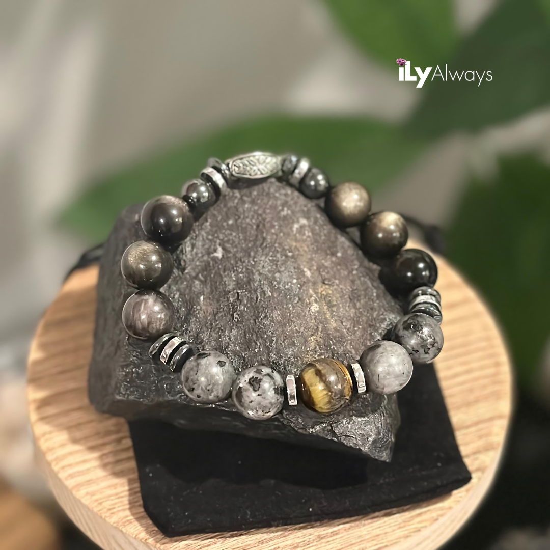 Empowerment, Intuition & Protection Mixed Gemstone Stretch Bracelet Original - 12mm