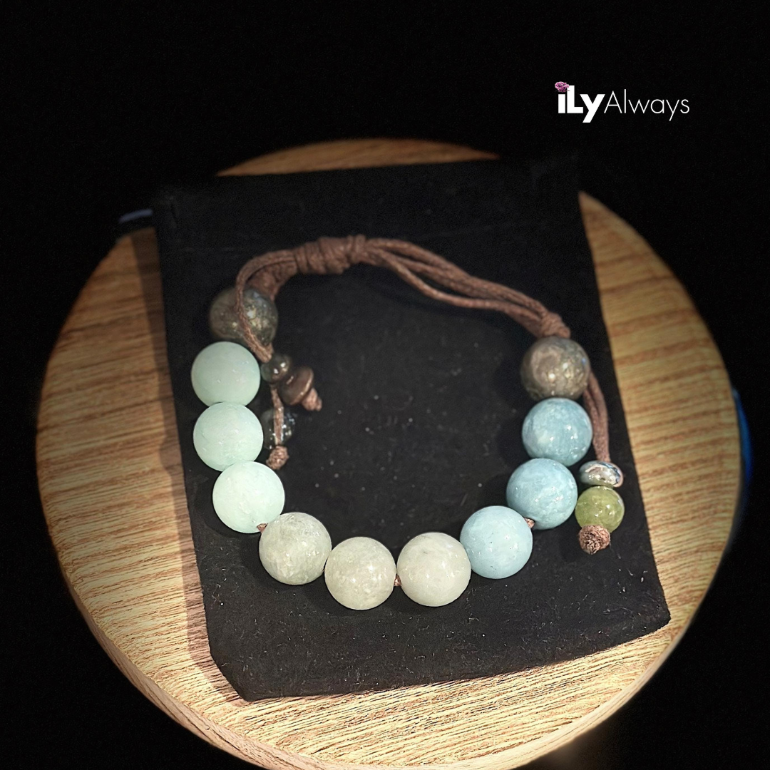 Inner Strength, Resilience & Confidence Mixed Gemstone Adjustable Bracelet Original - 12mm