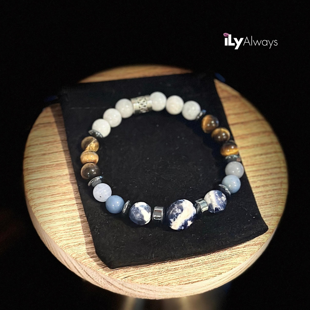 Clarity, Serenity & Empowerment Mixed Gemstone Stretch Bracelet Original - 12mm
