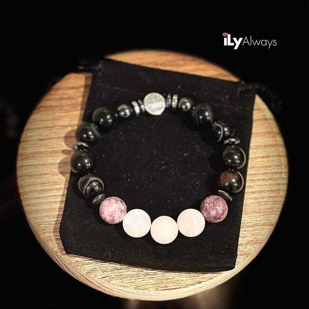 Love, Intuition & Tranquility Mixed Gemstone Stretch Bracelet Original - 12mm