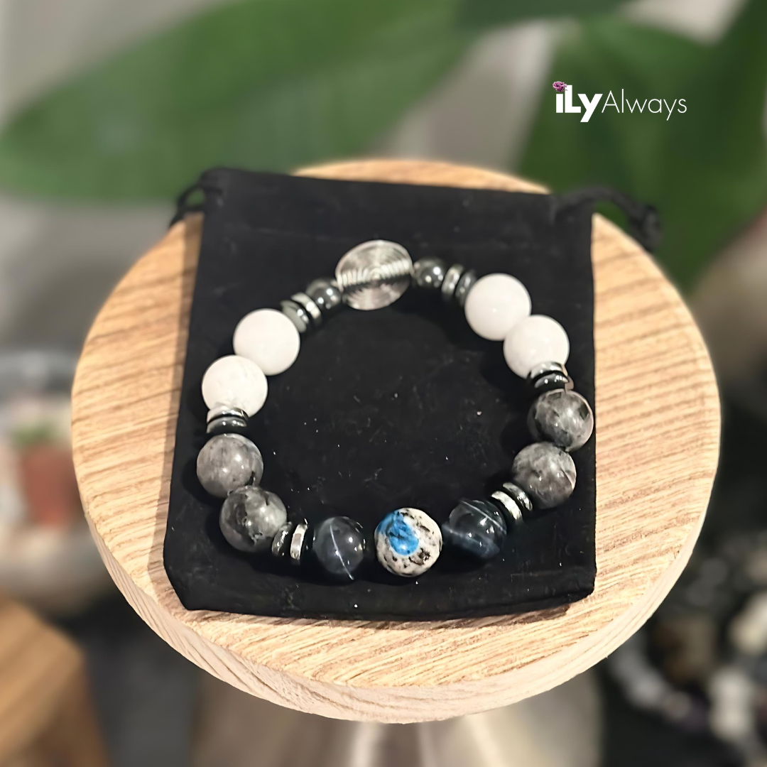 Strength, Insight & Harmony Mixed Gemstone Stretch Bracelet Original - 12mm