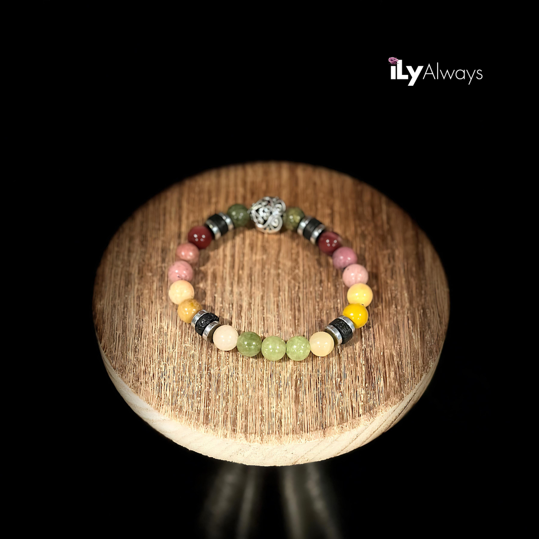 Creativity, Courage & Prosperity Mixed Gemstone Stretch Bracelet Original - 8mm