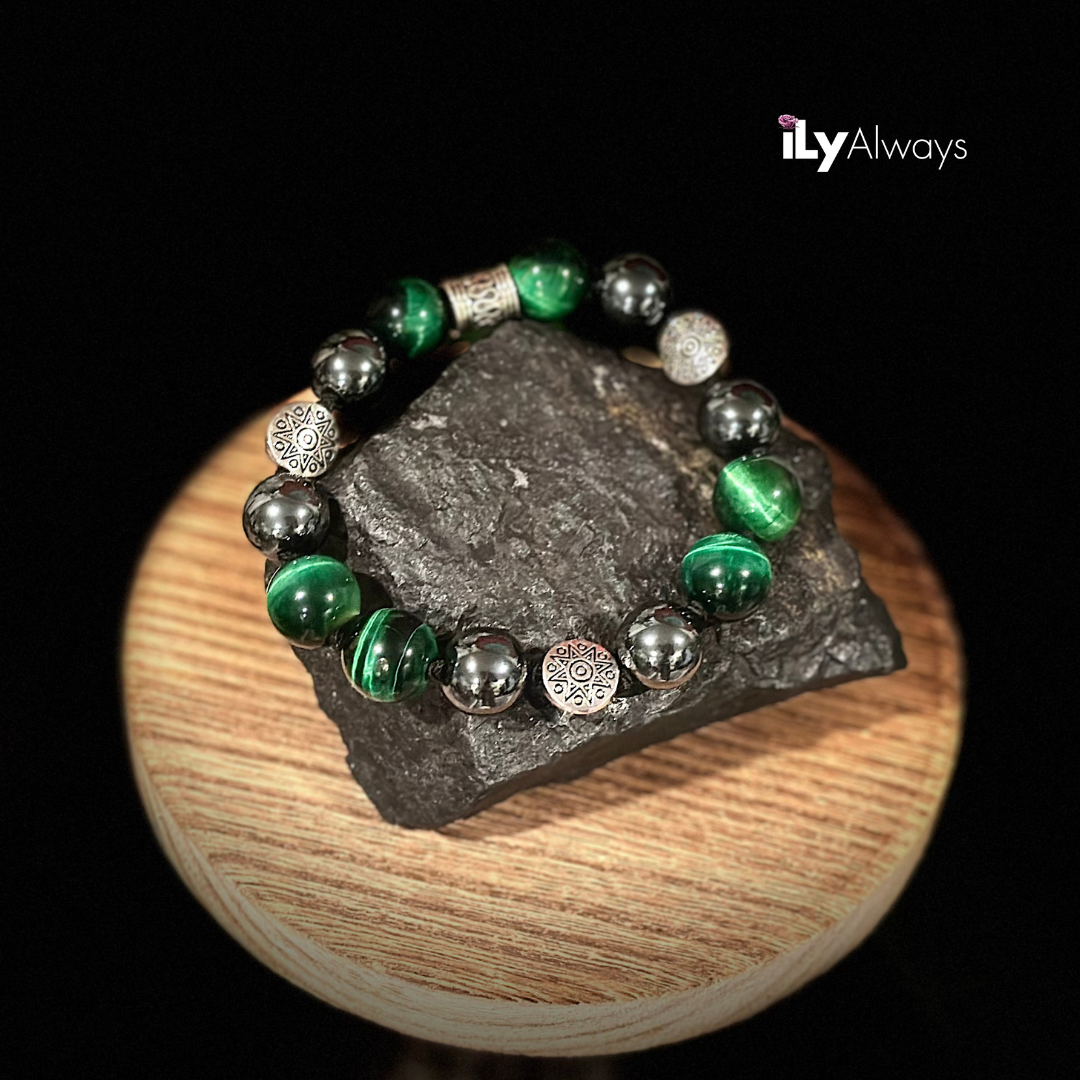 Courage, Protection & Empowerment Mixed Gemstone Knotted Stretch Bracelet Original - 12mm