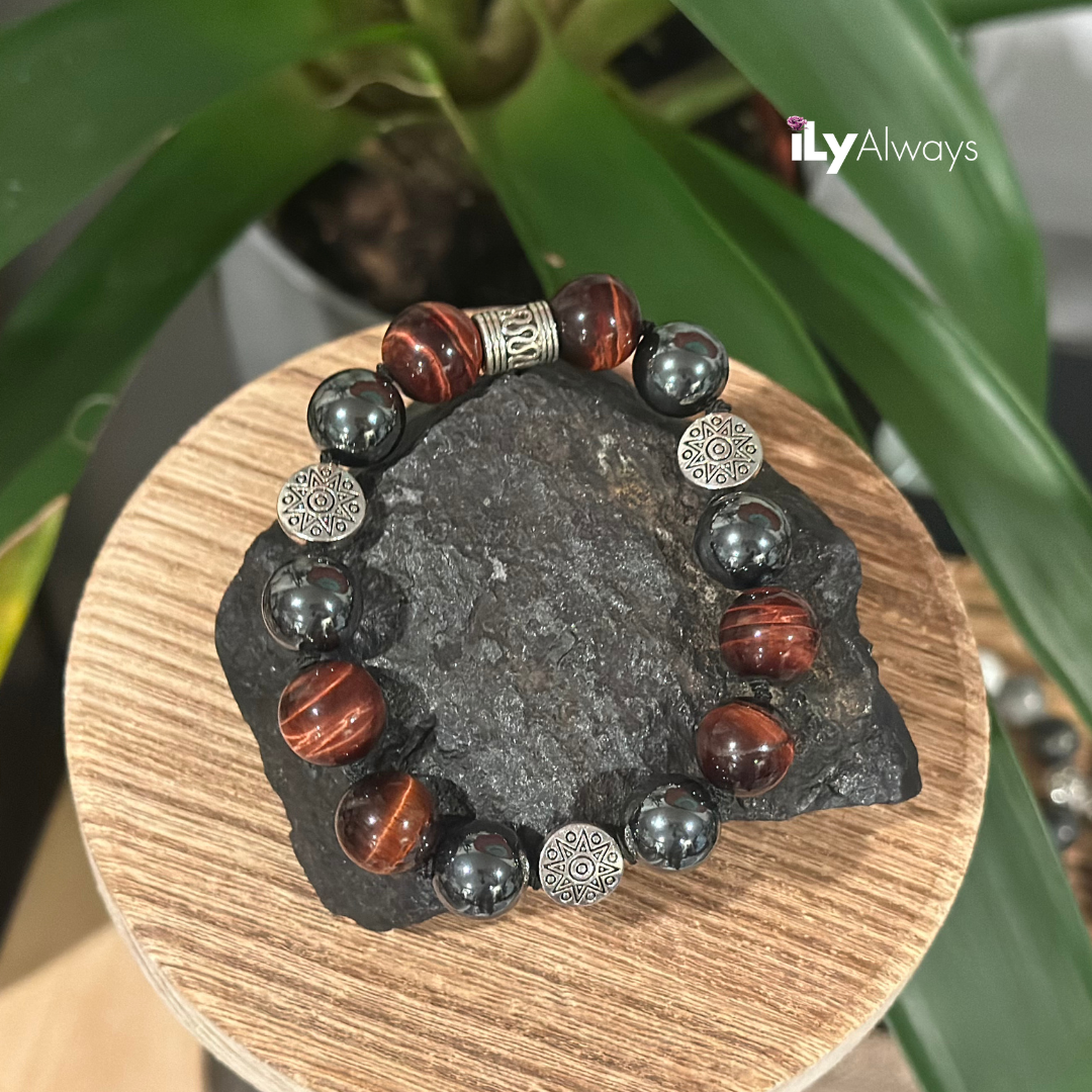 Vitality, Determination & Resilience Mixed Gemstone Knotted Stretch Bracelet Original - 12mm